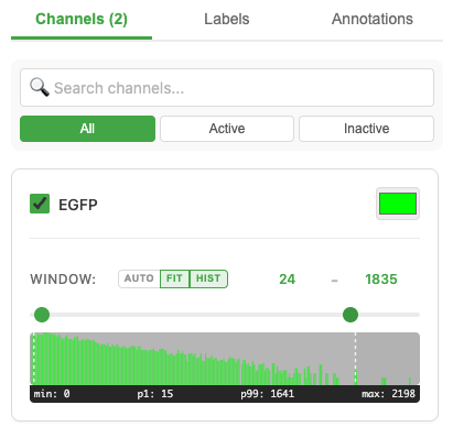 Channel controls panel